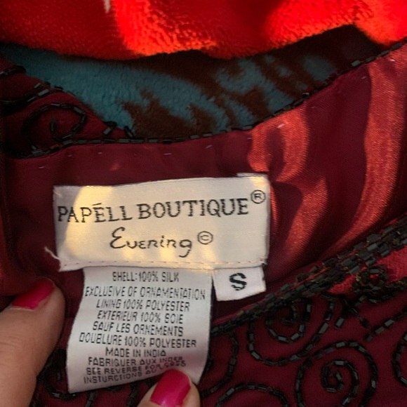 Stunning Beaded Raspberry Tunic w/Slits - Picture 5 of 5